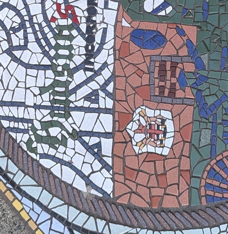 A mosaic with certain hints to it's location on it